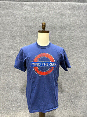 London Underground "Mind the Gap" T-Shirt Men's Medium Navy Blue Souvenir Tee